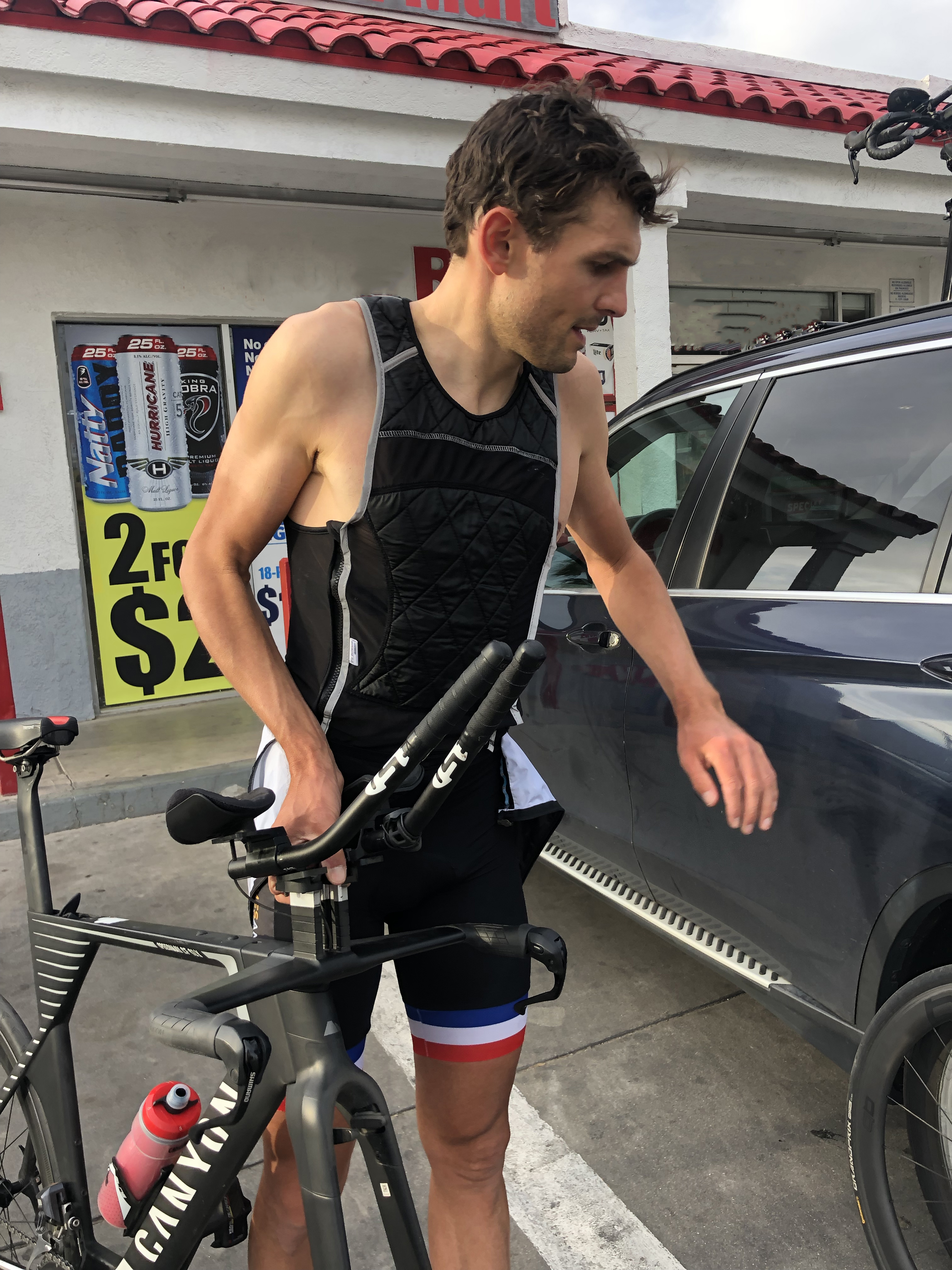 Evens with bike and techniche vest