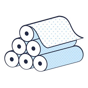 Illustration showing raw fabric foll